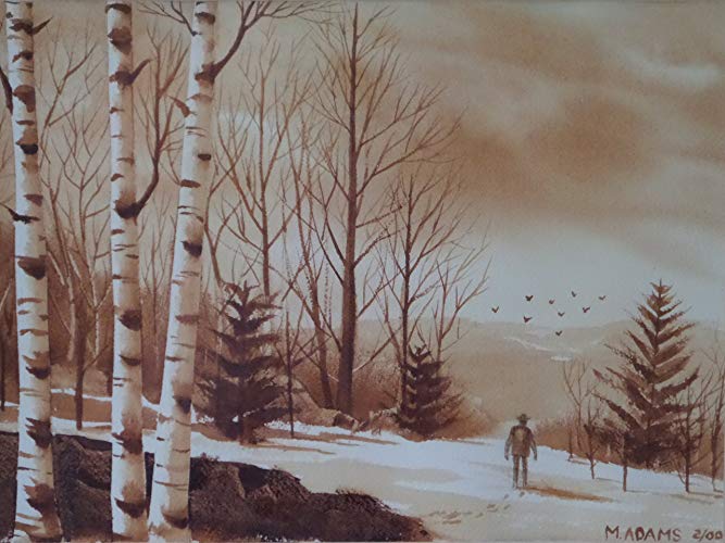 667x500 Winter Walk Art Watercolor Painting Giclee Print By - Watercolor Birch Trees Snow