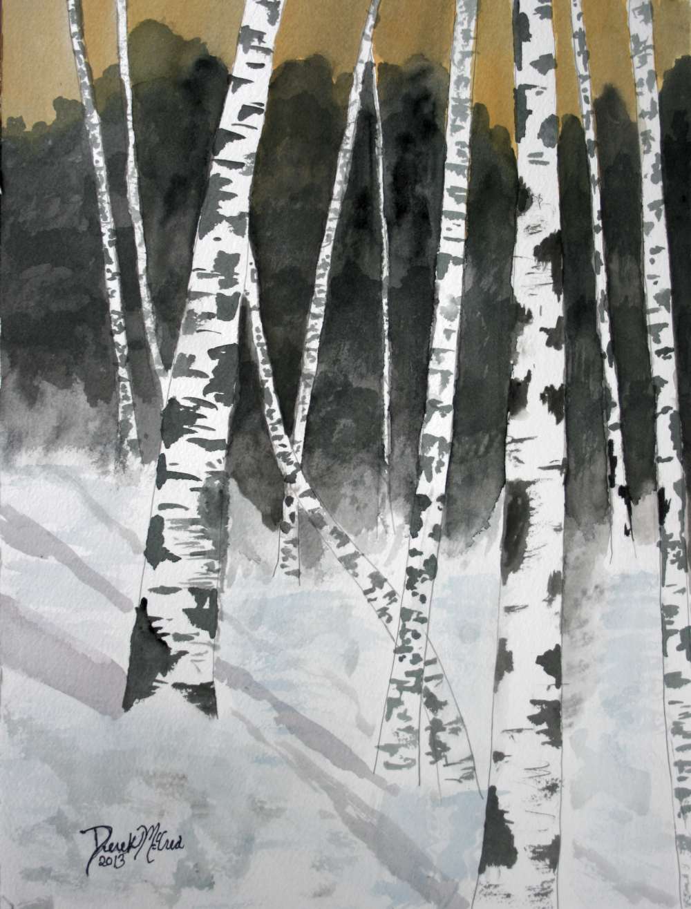1000x1316 Landscape Paintings Watercolor Paintings And Art Prints - Watercolor Birch Trees Snow