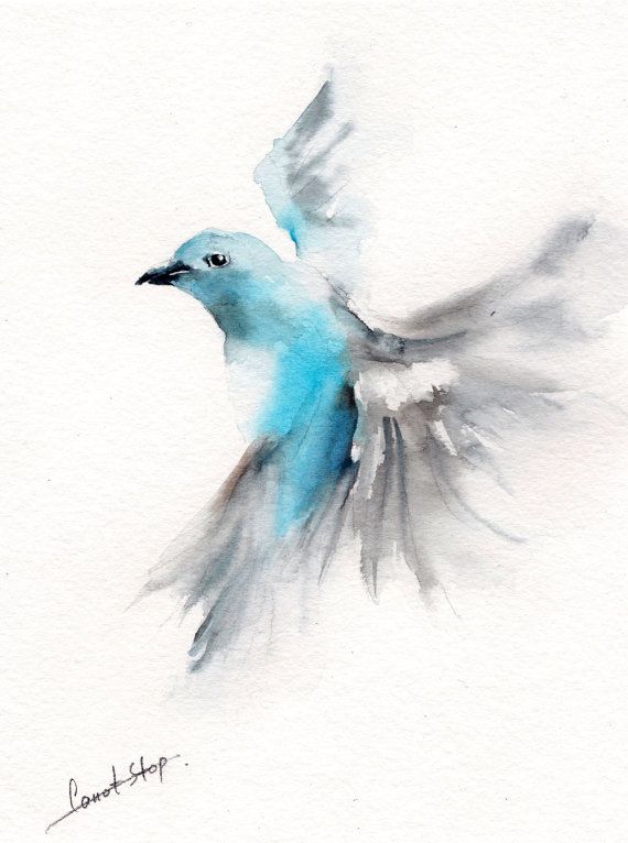 570x766 Have A Great Day By Amallia On Etsy Art - Watercolor Bird