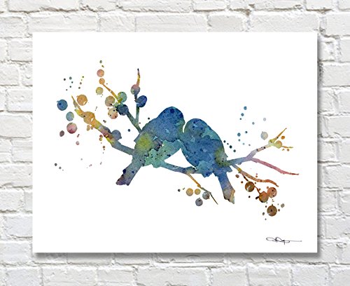 500x408 Love Birds Bird Art Print Abstract Watercolor Bird Art Print By - Watercolor Bird Abstract