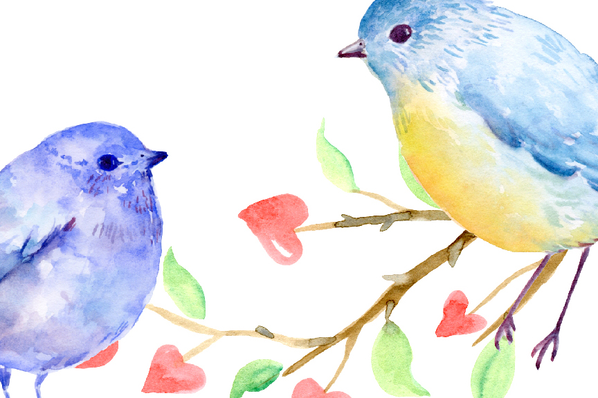 864x576 Watercolor Clipart Valentine Birds By Cornercroft - Watercolor Bird Clipart
