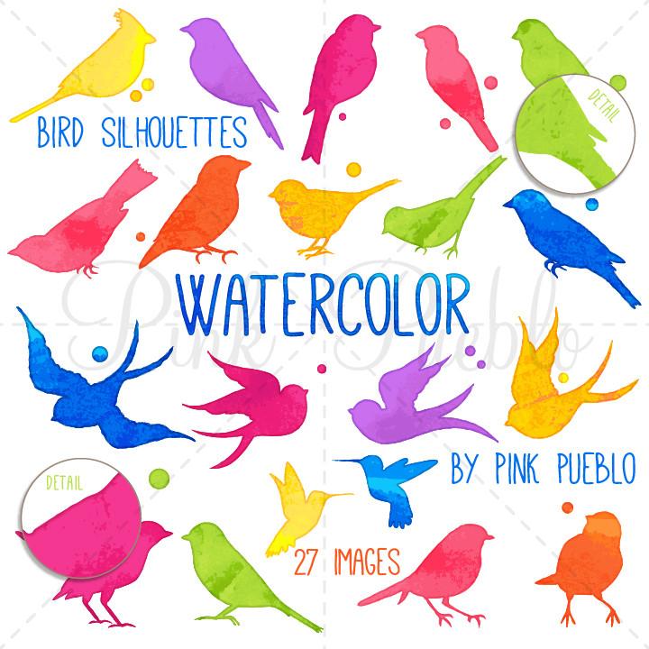 720x720 Watercolor Clipart Pinkpueblo - Watercolor Bird Clipart