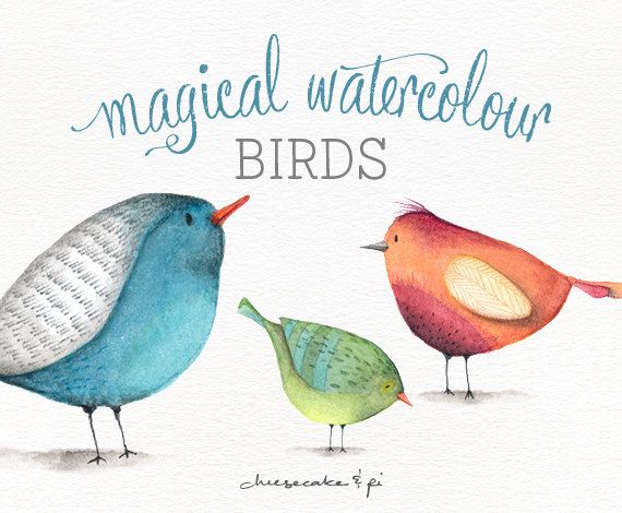 570x470 Watercolor Birds Png Clipart 3 Whimsical Clip Art Birds - Watercolor Bird Clipart