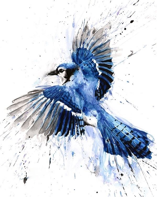 Watercolor Bird Flying