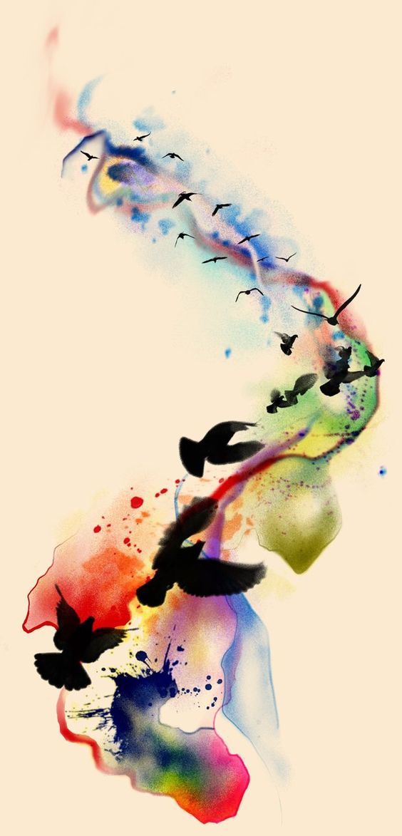 564x1173 Collection Of Flying Watercolor Bird Tattoo - Watercolor Bird Flying