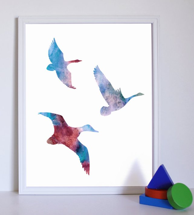 642x712 Flying Ducks Decor Bird Duck Art Print Watercolor Bird Etsy - Watercolor Bird Flying