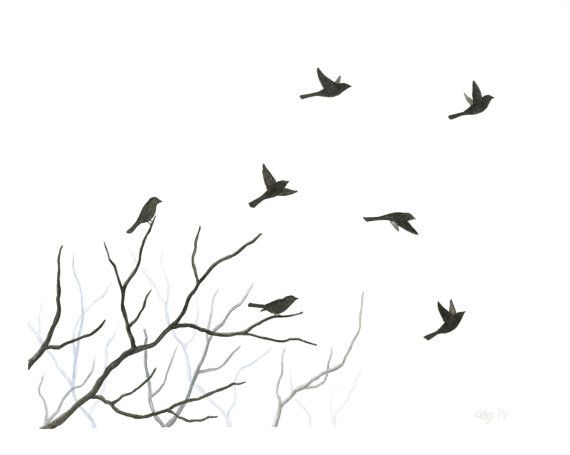 570x455 Original Watercolor Bird Painting Flying Birds By Abfoleyartworks - Watercolor Bird Flying