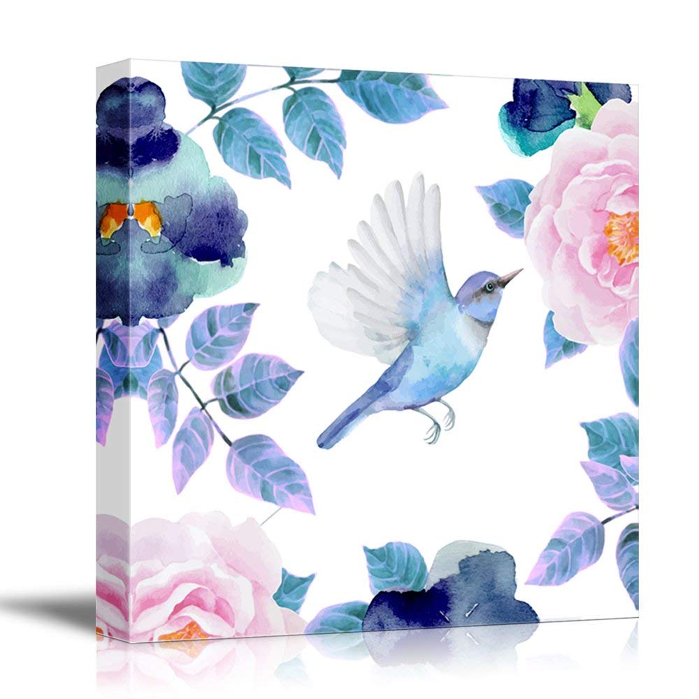1000x1001 Square Watercolor Style Painting Of A Bird Flying Towards A Flower - Watercolor Bird Flying