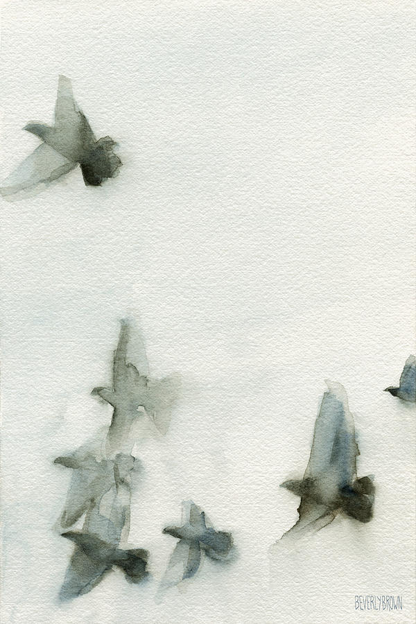 600x900 A Flock Of Pigeons 1 Watercolor Painting Of Birds Painting By - Watercolor Bird Flying