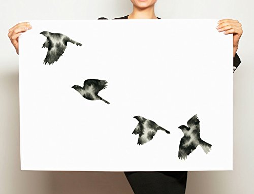 500x382 Bird Watercolor Painting Modern Minimal Birds Flying - Watercolor Bird Flying