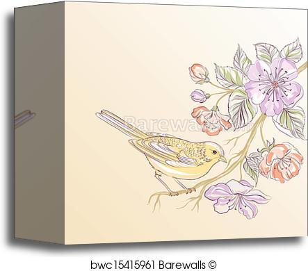 443x390 Canvas Print Of Cute Watercolor Bird Barewalls Posters Amp Prints - Watercolor Bird Prints