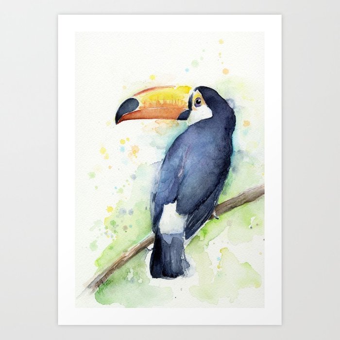 700x700 Toucan Tropical Bird Watercolor Art Print By Olechka Society6 - Watercolor Bird Prints