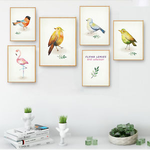 300x300 Watercolor Birds Canvas Poster Prints Modern Baby Kids Badroom - Watercolor Bird Prints