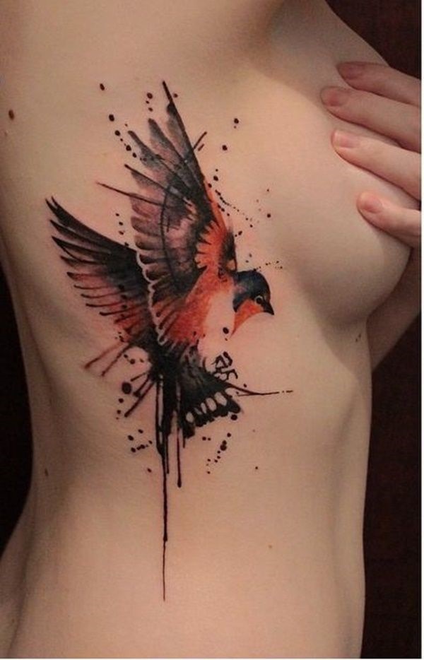 600x934 90 Impressive Bird Tattoos That Will Help Your Concepts Take Flight - Watercolor Bird Tattoo