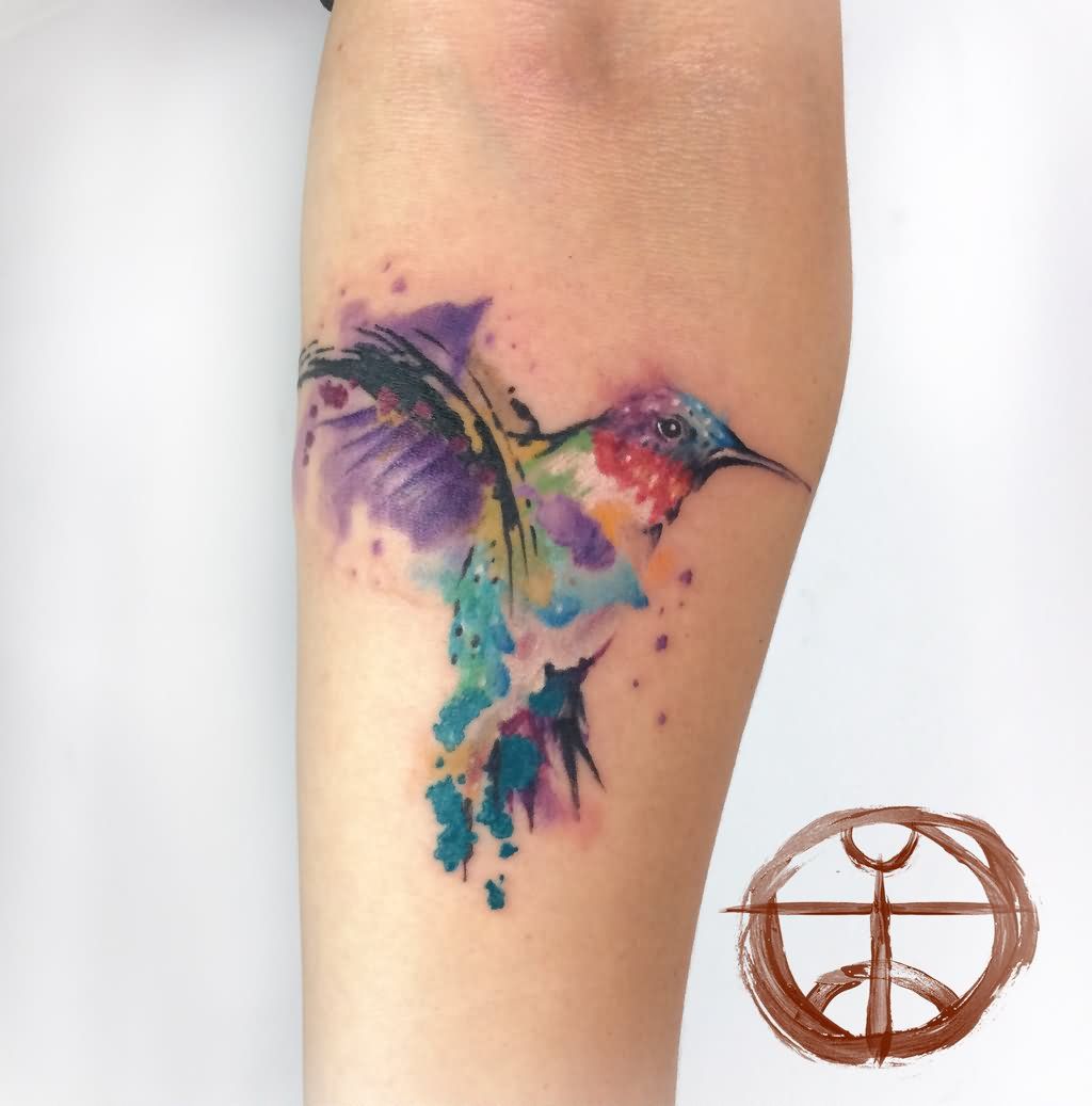 1024x1037 Watercolor Bird Tattoo On Forearm By Koray Karagozler Tattoos - Watercolor Bird Tattoo