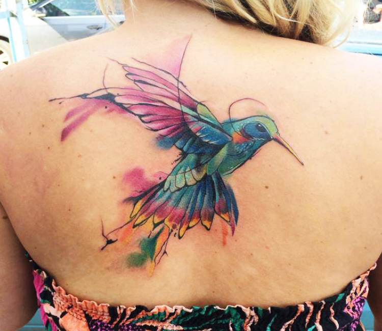 750x650 Watercolor Bird Tattoo By Mefisto Tattoo Post 15442 - Watercolor Bird Tattoo