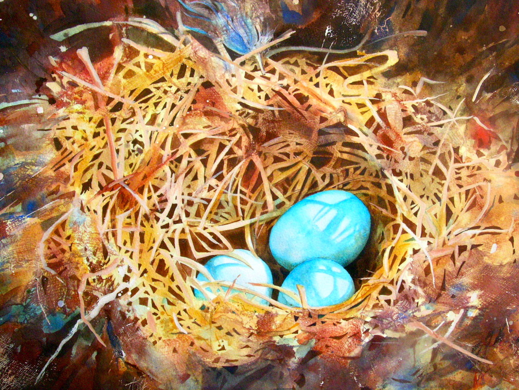 1066x800 Bird Nest And Eggs Watercolor Painting By Sarah L Luginbill Fine Art - Watercolor Birds Nest