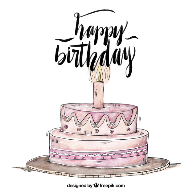626x626 Download Vector - Watercolor Birthday Cake
