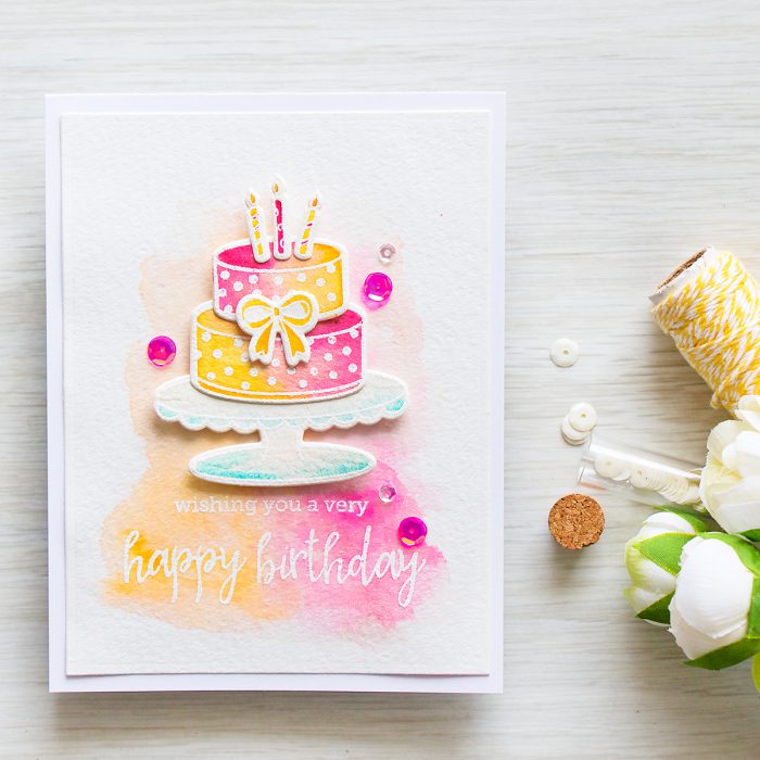 700x700 Hero Arts Watercolor Birthday Cake - Watercolor Birthday Cake