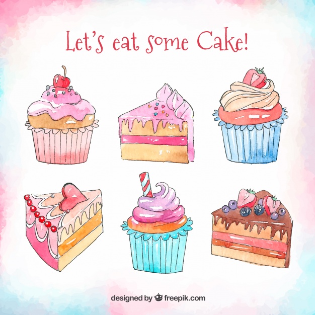 626x626 Pack Of Watercolor Birthday Cakes Vector Free Download - Watercolor Birthday Cake
