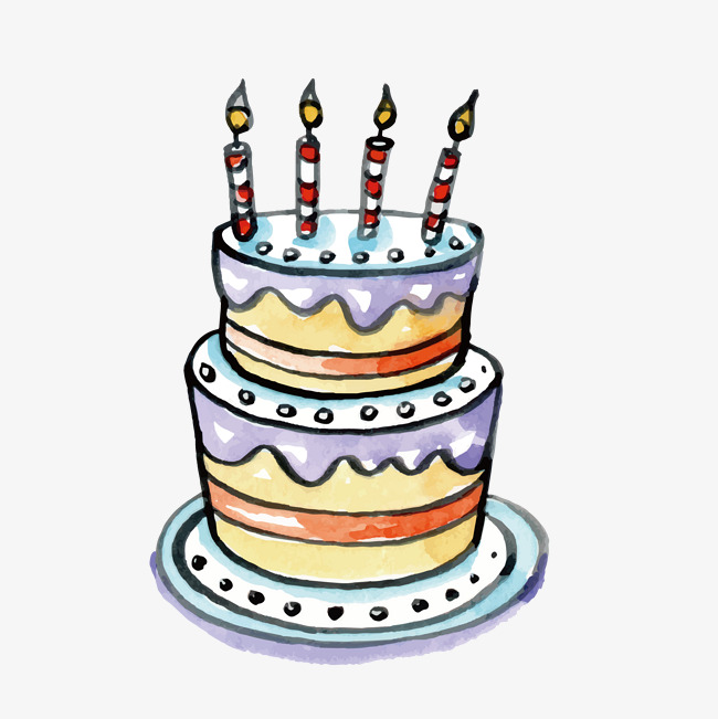 650x651 Watercolor Birthday Cake, Watercolor Vector, Birthday Vector, Cake - Watercolor Birthday Cake