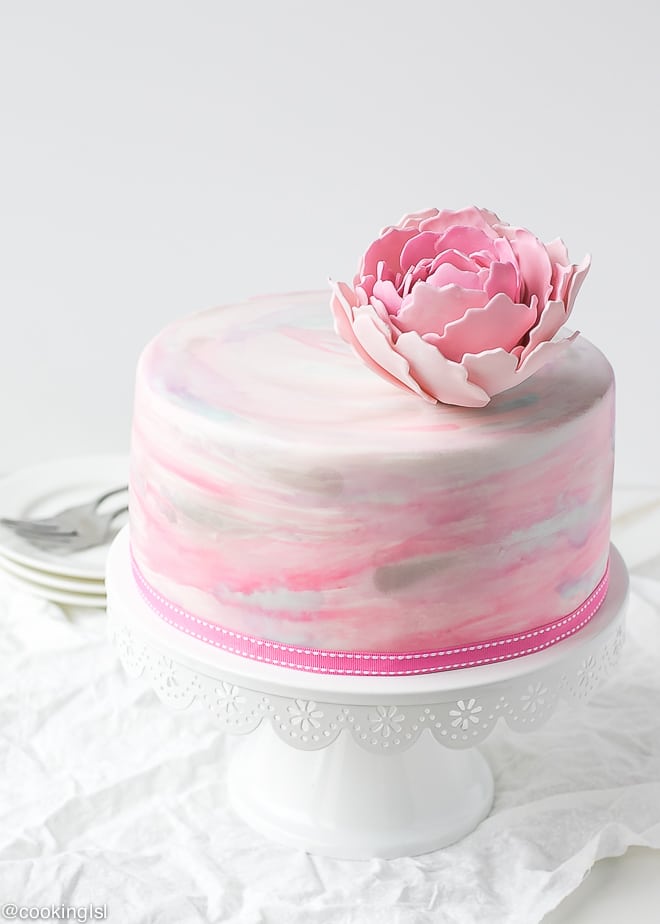 660x924 Watercolor Fondant Cake - Watercolor Birthday Cake