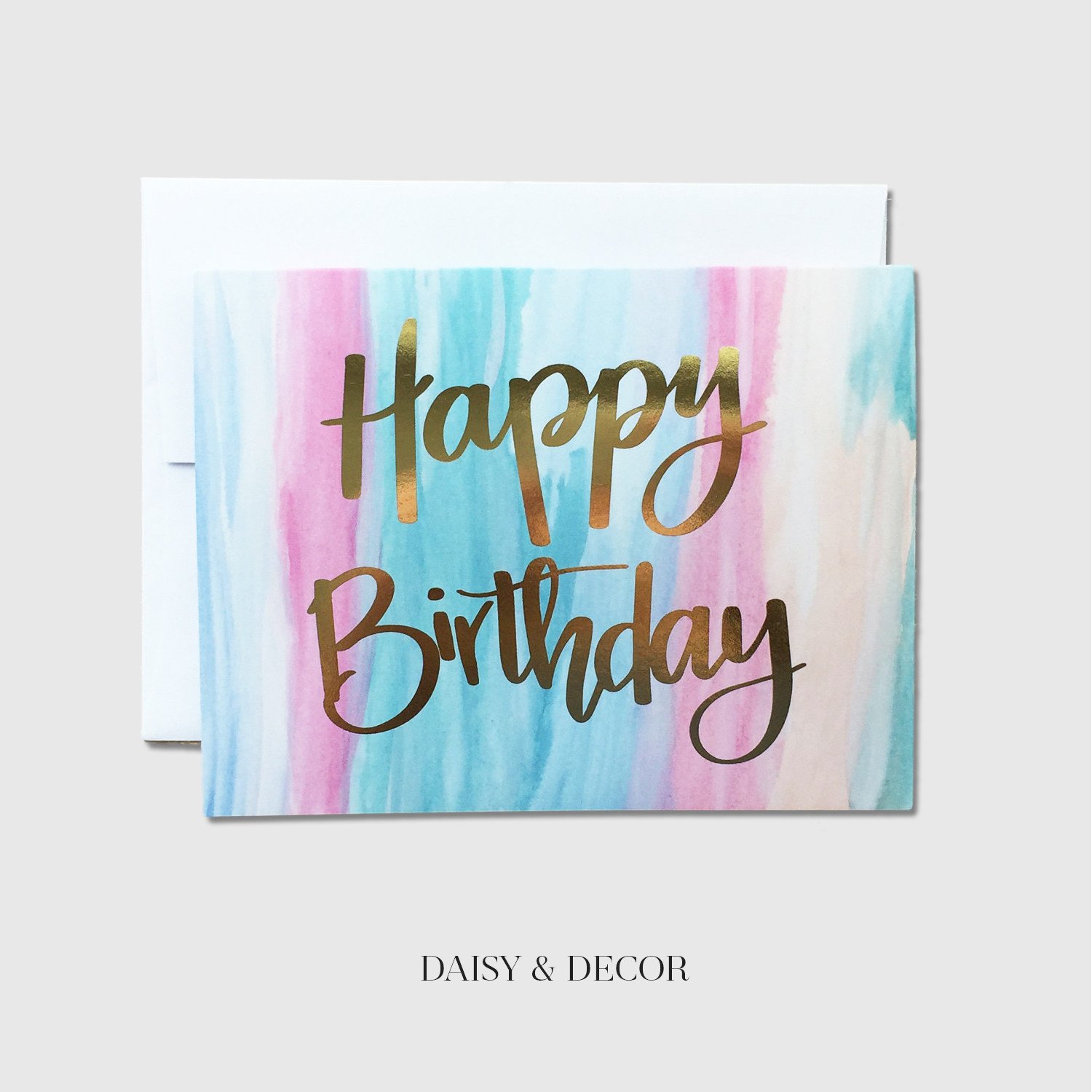 1500x1500 Happy Birthday Watercolor Greeting Card Daisy And Decor - Watercolor Birthday Card