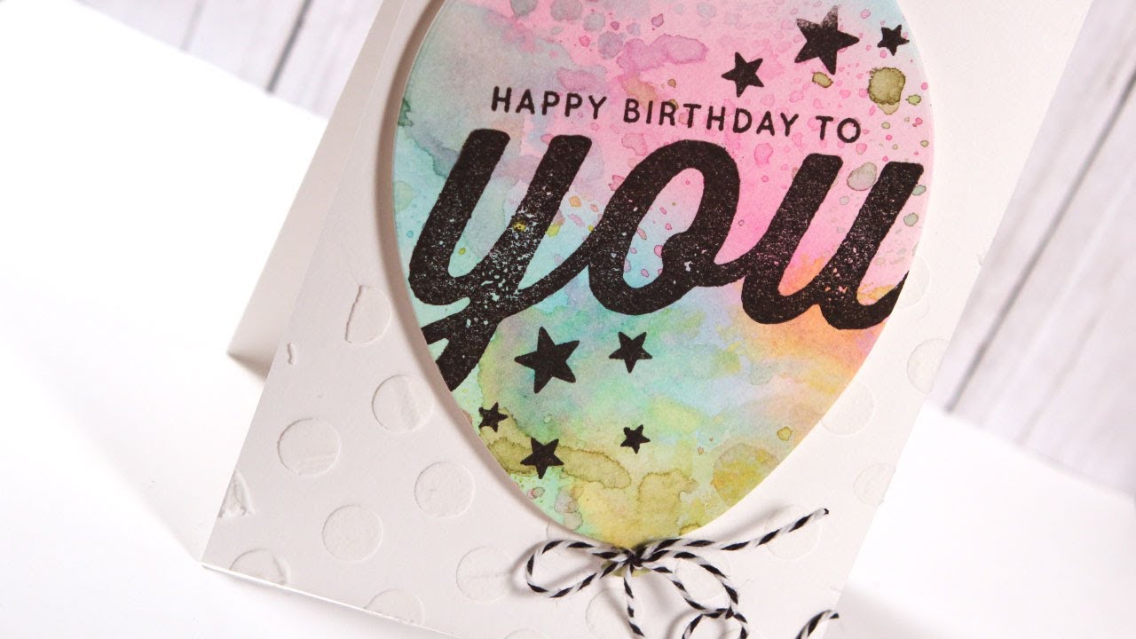 1280x720 Watercolor Balloon Birthday Card - Watercolor Birthday Card