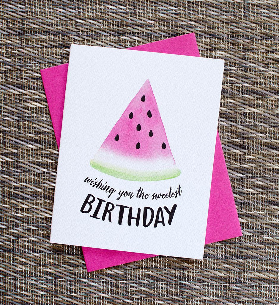 939x1024 Watercolor Watermelon Birthday Card Pennie Post - Watercolor Birthday Card