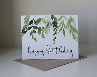 340x270 Watercolor Card Etsy - Watercolor Birthday Card