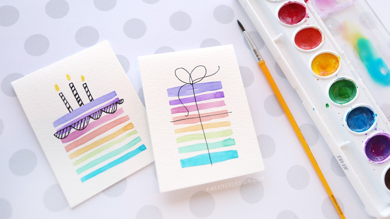 1280x720 Easy Diy Birthday Cards Using Minimal Supplies - Watercolor Birthday Card