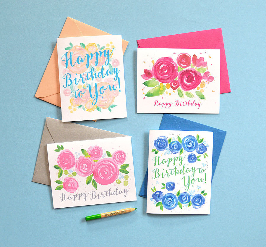 Watercolor Birthday Card Ideas at PaintingValley.com | Explore ...