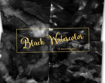 340x270 Black Background Etsy - Watercolor Black Background