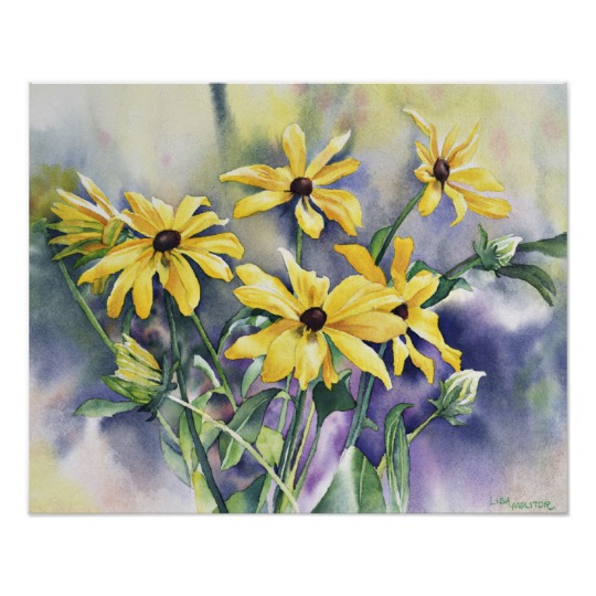 540x540 Blackeyed Susan Watercolor Painting Poster - Watercolor Black Eyed Susan