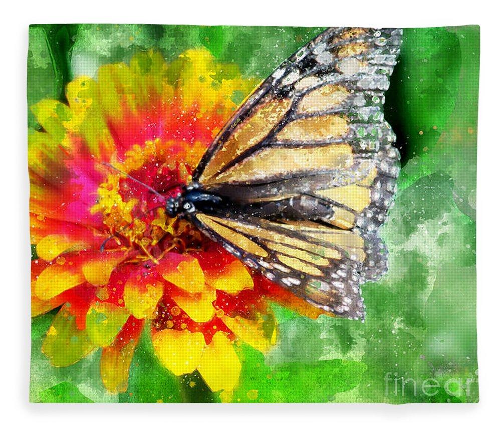 1000x860 Monarch Butterfly Watercolor - Watercolor Blanket