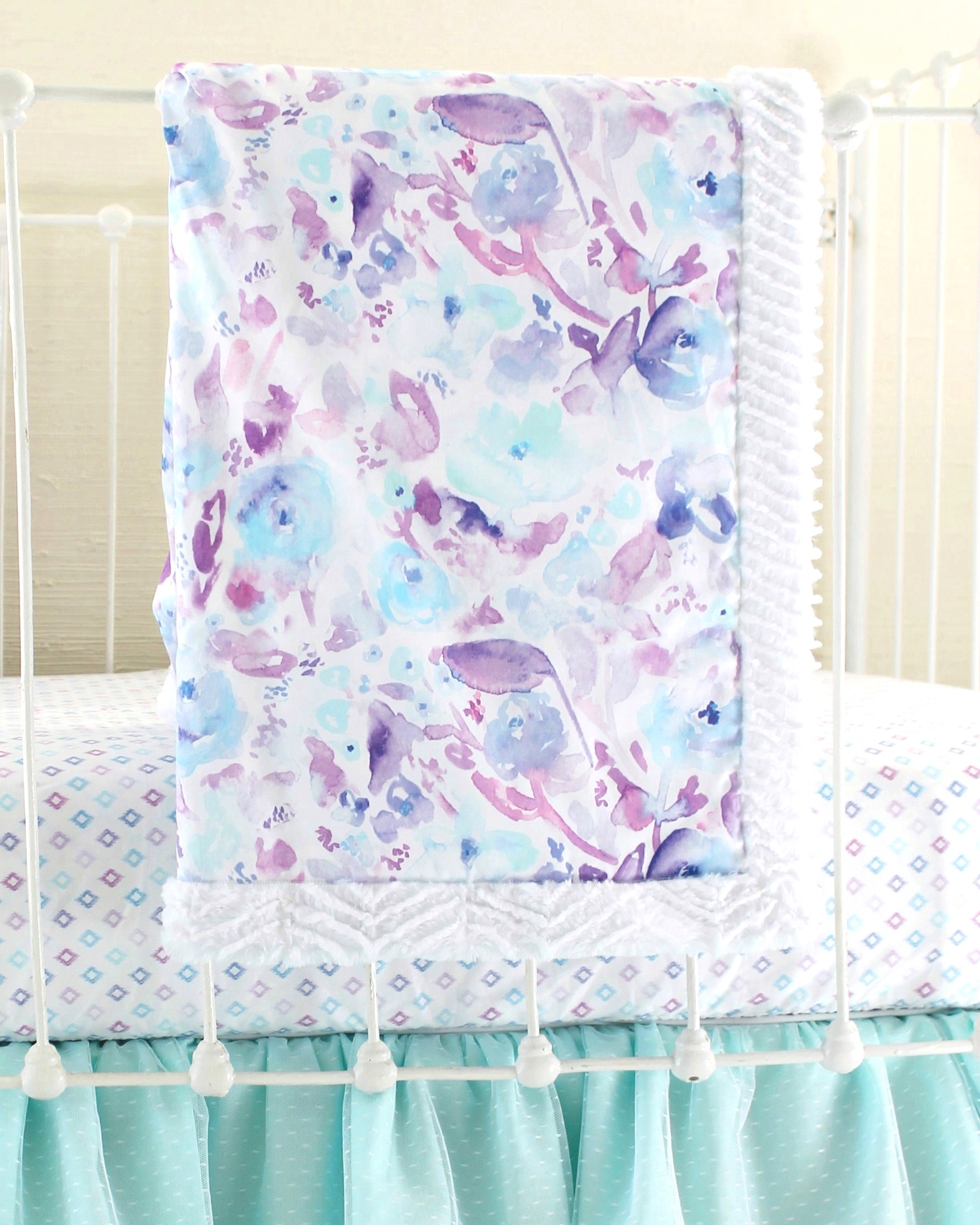 1474x1842 Purple Watercolor Floral Baby Blanket - Watercolor Blanket