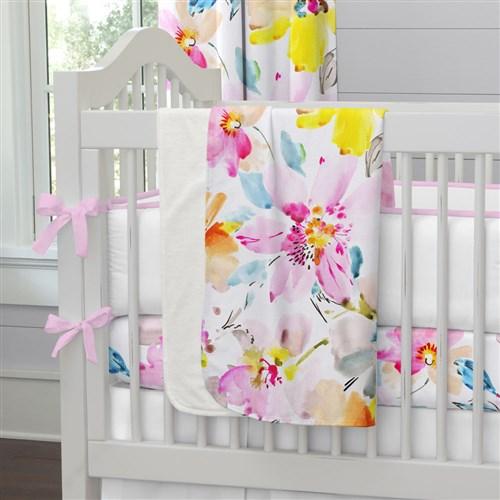 500x500 Watercolor Floral Crib Blanket Carousel Designs - Watercolor Blanket