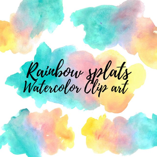 642x642 Watercolor Splash Rainbow Clip Art Watercolor Blob Paint Etsy - Watercolor Blob