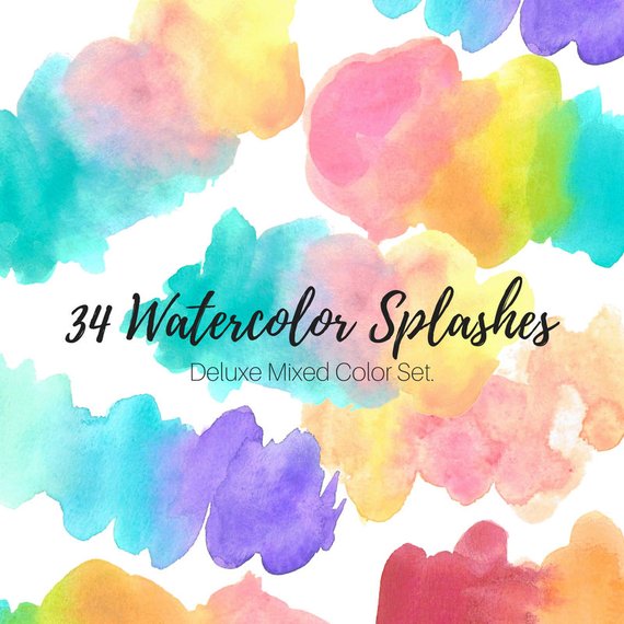 570x570 Watercolor Splash Clip Art Watercolor Blobs Rainbow Clip Etsy - Watercolor Blob