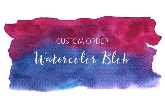 570x379 Hand Painted Watercolor Blob Splotch Etsy - Watercolor Blob
