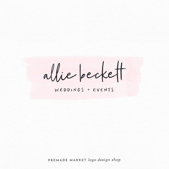 570x570 Pink Watercolor Logo Premade Logo Watercolor Blog Header - Watercolor Blog Header