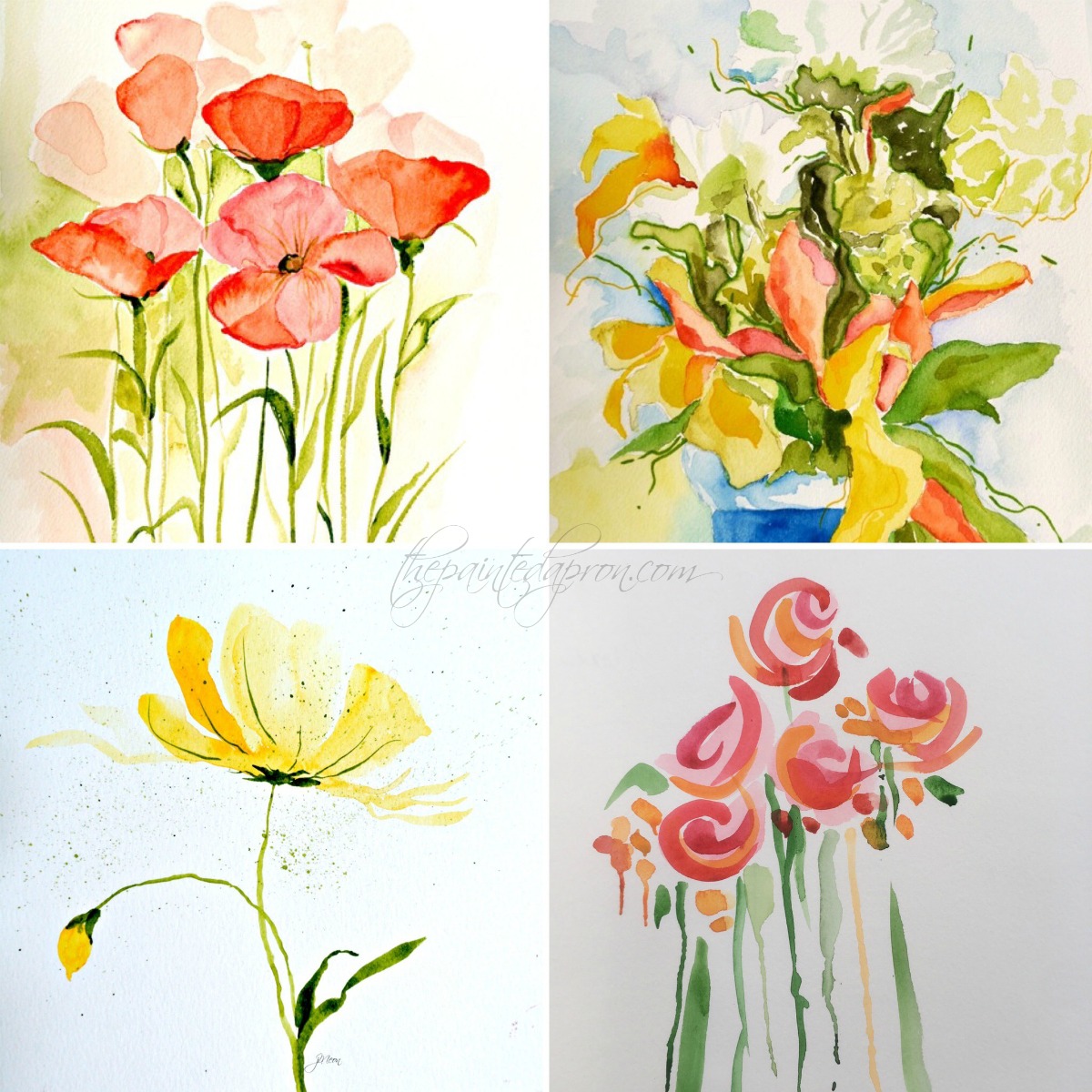 1200x1200 Watercolor Blooms The Painted Apron - Watercolor Blooms