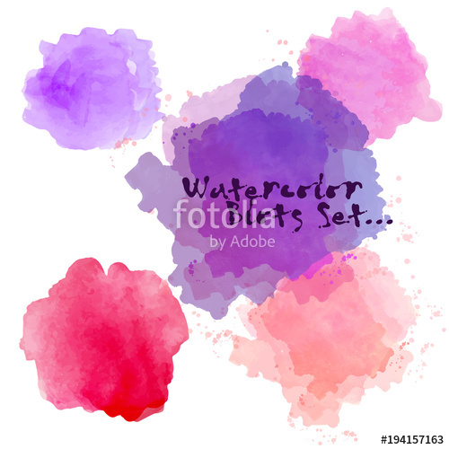 500x500 Set Of Vector Watercolor Spot. 5 Watercolor Blot For Your Design - Watercolor Blot