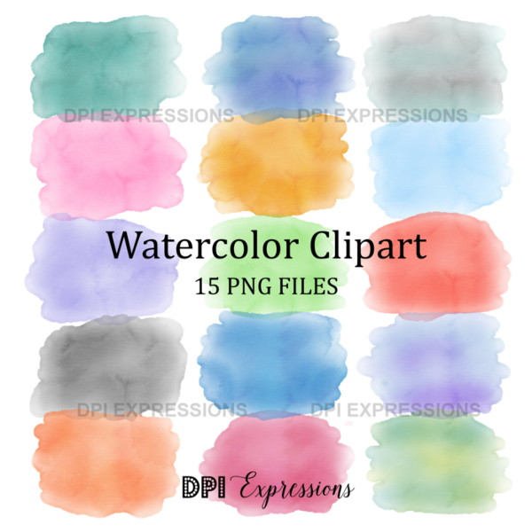 600x600 15 Watercolor Splotches Clipart Hand Painted Watercolor Etsy - Watercolor Blotches