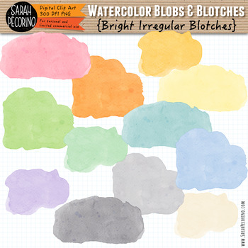 350x350 Pastel Watercolor Irregular Blotches Clip Art By Sarah Pecorino - Watercolor Blotches