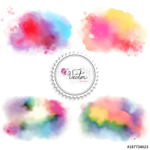 500x500 Set Of Four Abstract Vector Watercolor Colored Spots And Blotches - Watercolor Blotches