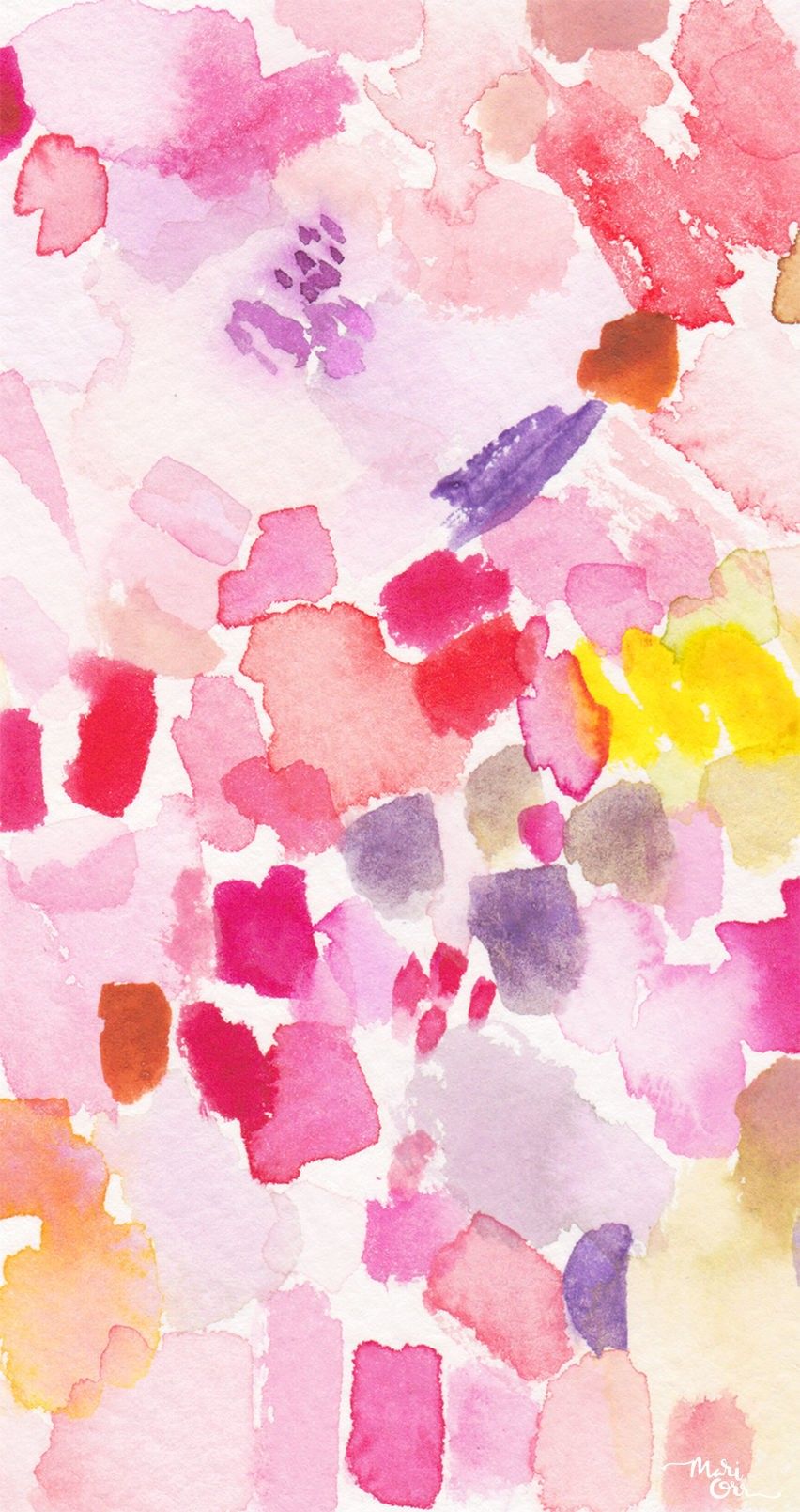 852x1609 Shades Of Pink Blotches Wallpaper Pink And Flowers Wallpaper - Watercolor Blotches