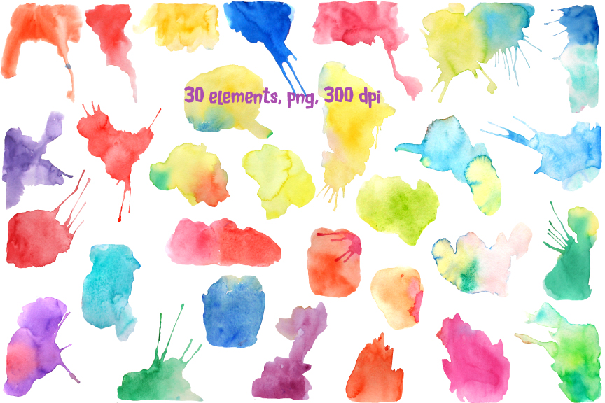 864x576 Watercolor Blotches And Splatters By Cornercroft - Watercolor Blotches