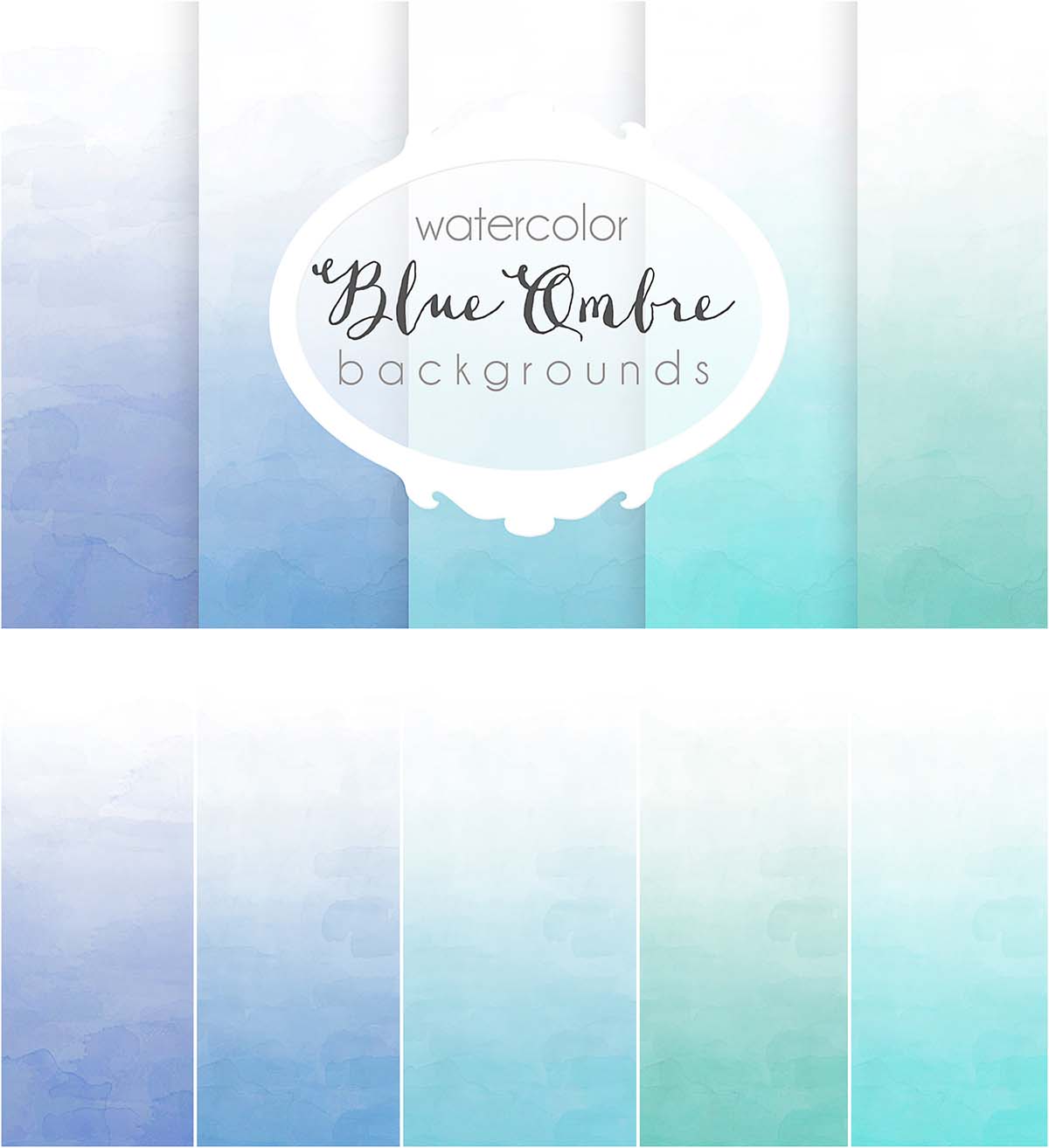 1200x1314 Blue Ombre Background Set Free Download - Watercolor Blue Ombre