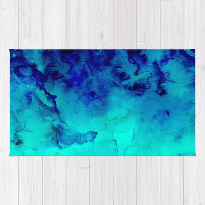 700x700 Mermaid Paradise Blue Ombre Turquoise Watercolor Rug By - Watercolor Blue Ombre